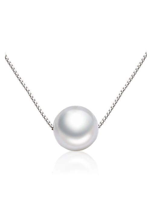 AI Fei Er Simple White Imitation Pearl Copper Necklace 0