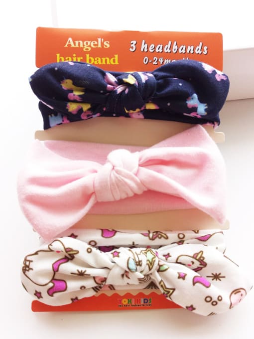 5 Cotton Bow Elastic Headband Three Pieces Set