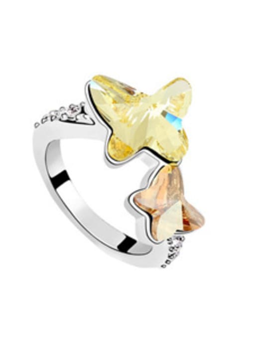 QIANZI Fashion Double Butterfly austrian Crystals Alloy Ring 1