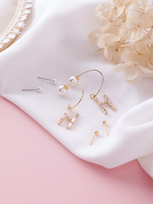 H letter H Alloy With Gold Plated Trendy Flower Geometry Mini 6-piece earrings