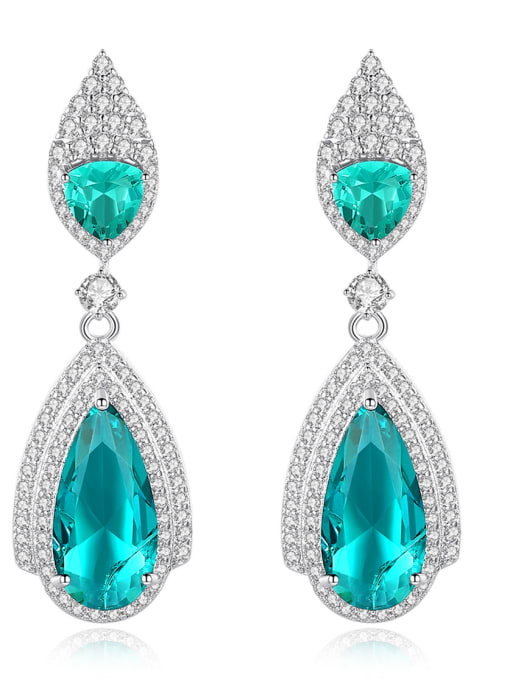 BLING SU Copper With White Gold Plated Fashion Water Drop Drop Earrings 0