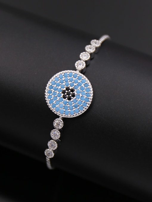 Silver Round  Turquoise Stretch Bracelet