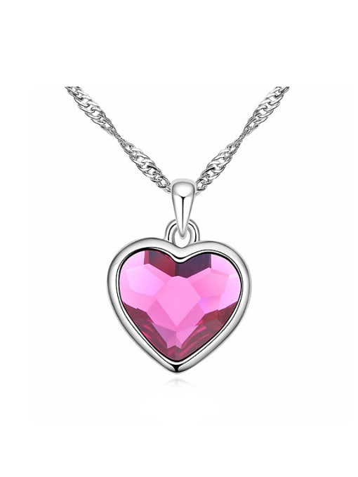 QIANZI Simple Heart austrian Crystal Pendant Alloy Necklace 0