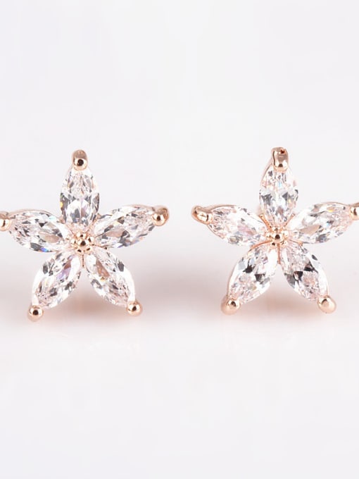 Rose Gold Shengruxiahua AAA Zircon All-match Elegant Platinum Plated Anti-allergic Cluster earring