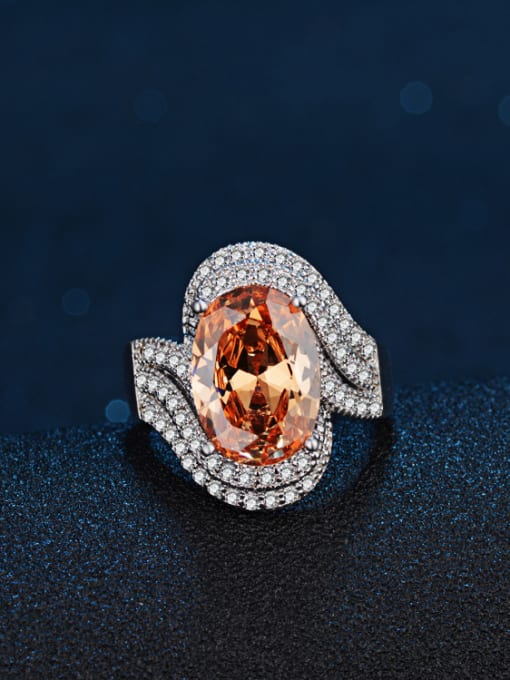 KENYON Exaggerated Shiny Oval Cubic Zirconias Copper Ring 2