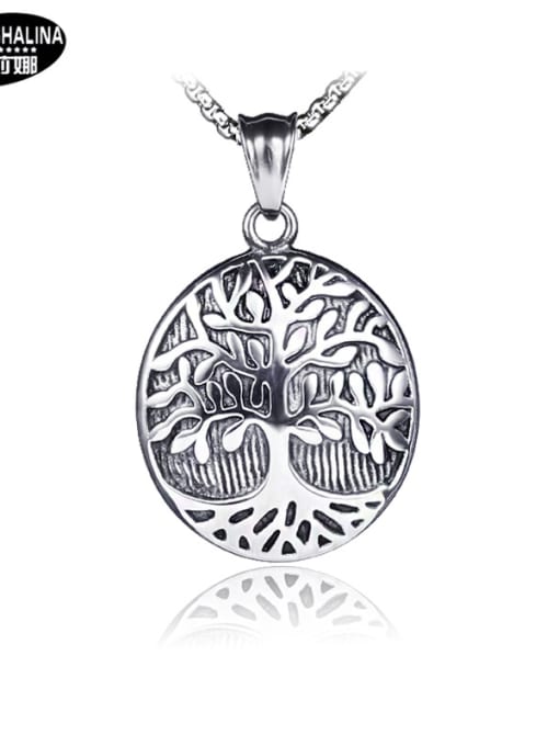 Tree of Life (without Chains) Stainless Steel With Antique silver plated Trendy Oval life tree Necklaces