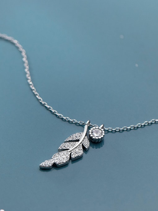 Rosh 925 Sterling Silver With Platinum Plated Personality Leaf Necklaces 2