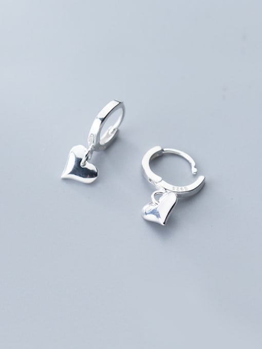 Rosh 925 Sterling Silver With Platinum Plated Simplistic Heart Clip On Earrings 2