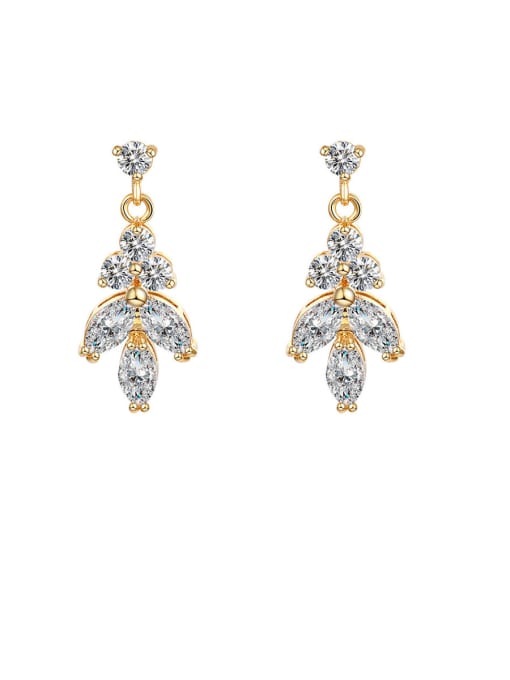 gold Alloy With Cubic Zirconia Simplistic Water Drop Drop Earrings