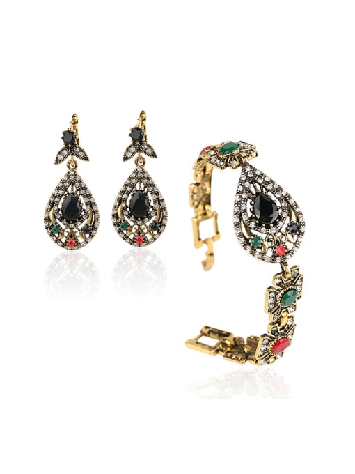 Gujin Retro style Black Resin stones Alloy Two Pieces Jewelry Set 0