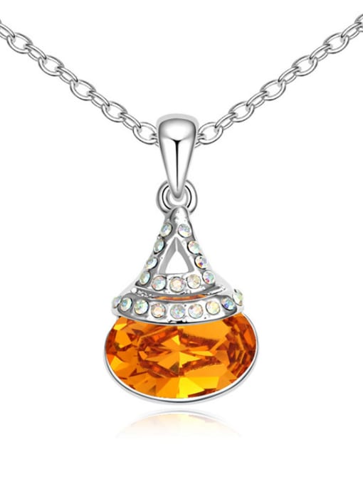 yellow Simple Oval austrian Crystal-accented Pendant Alloy Necklace