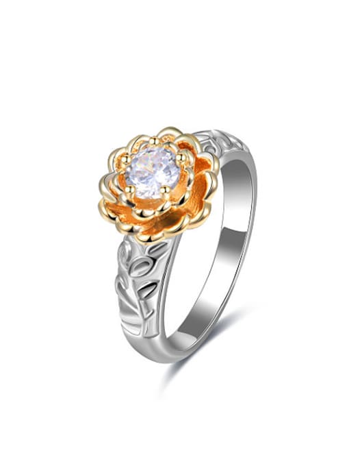 Ronaldo Exquisite Double Color Flower Shaped Glass Bead Ring 0