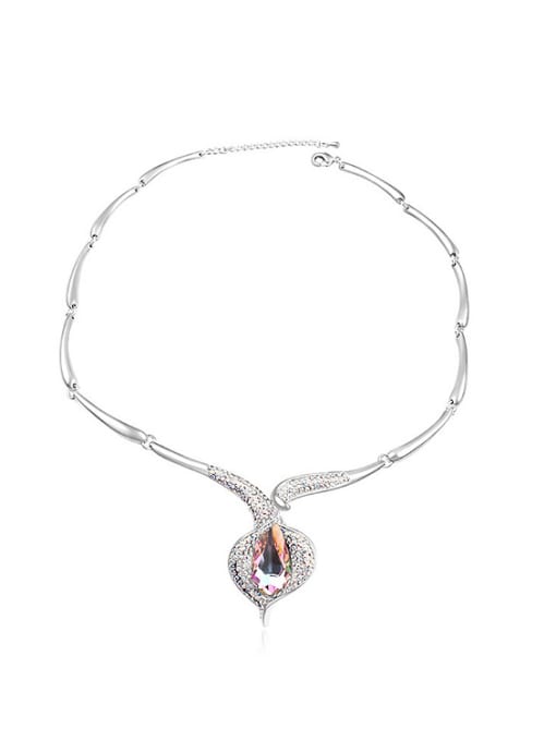 QIANZI Fashion austrian Crystals Heart Pendant Alloy Necklace