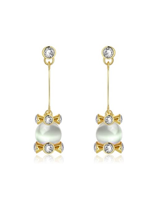 OUXI Fashion Opal Stone Zircon Drop Earrings