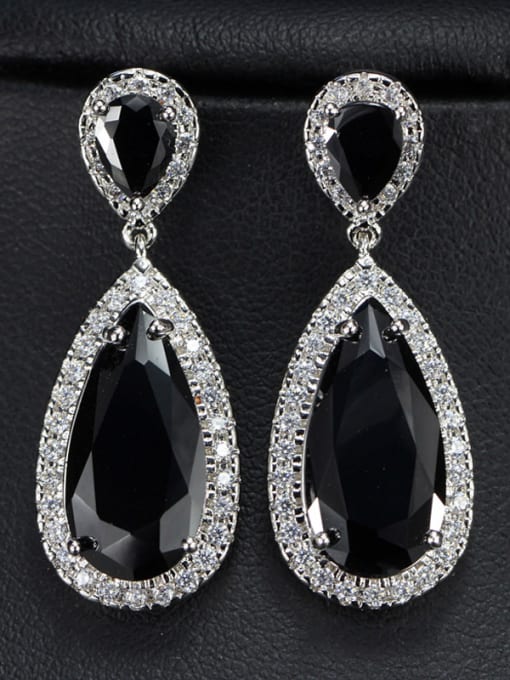 Black Shining Evening Party Drop Cluster earring