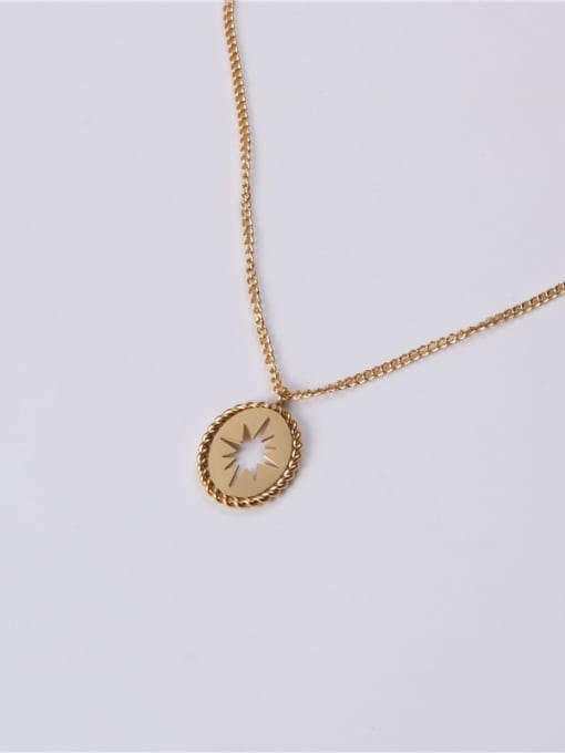 GROSE Titanium With Gold Plated Simplistic Six-pointed Star Disc pendant Necklaces