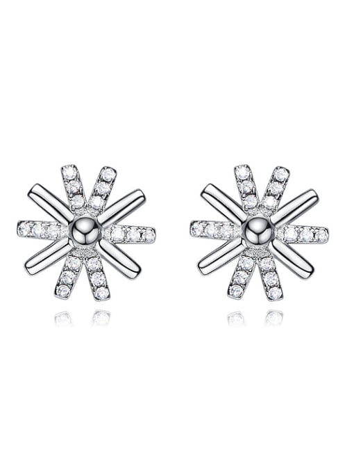 CEIDAI Simple Cubic Zirconias-studded Snowflake 925 Silver Stud Earrings 0