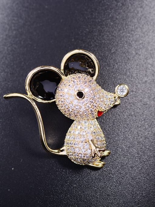 Hua Copper With  Cubic Zirconia Cute Animal Mickey Mouse Brooches 0