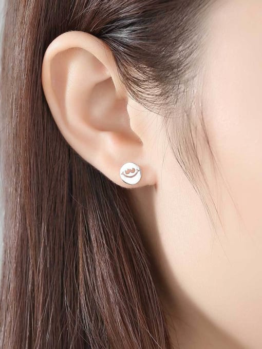 CCUI 925 Sterling Silver With 18k Gold Plated Cute Face Stud Earrings 2