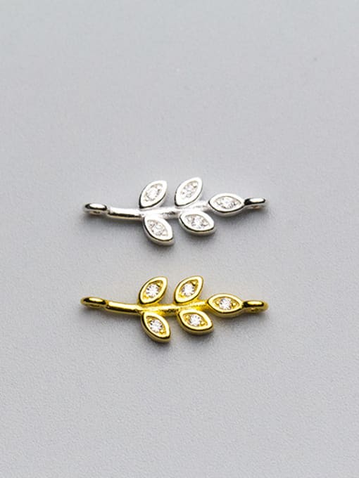 FAN 925 Sterling Silver With 18k Gold Plated Delicate Leaf Connectors 2