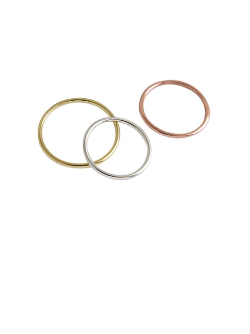 DAKA 925 Sterling Silver With Gold Plated Simplistic Round Midi Rings