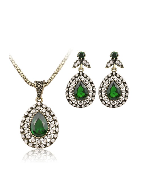 Gujin Retro style Resin stones Water Drop shaped Alloy Two Pieces Jewelry Set 0