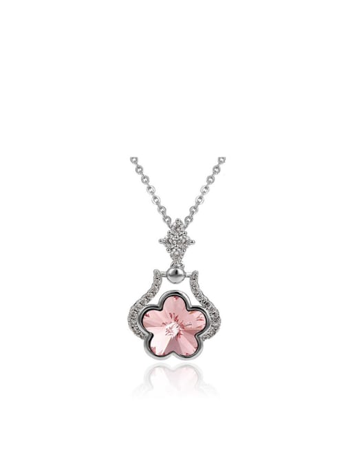 XP 2018 Copper Alloy White Gold Plated Fashion Flower Crystal Necklace 0