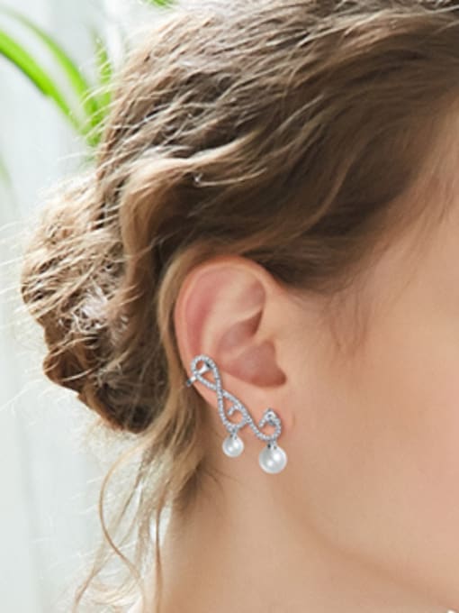 CEIDAI Fashion Personalized Artificial Pearls Rhinestones Stud Earring 1
