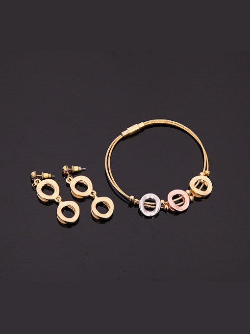 BESTIE Alloy Imitation-gold Plated Fashion Hollow Circles Three Pieces Jewelry Set 2