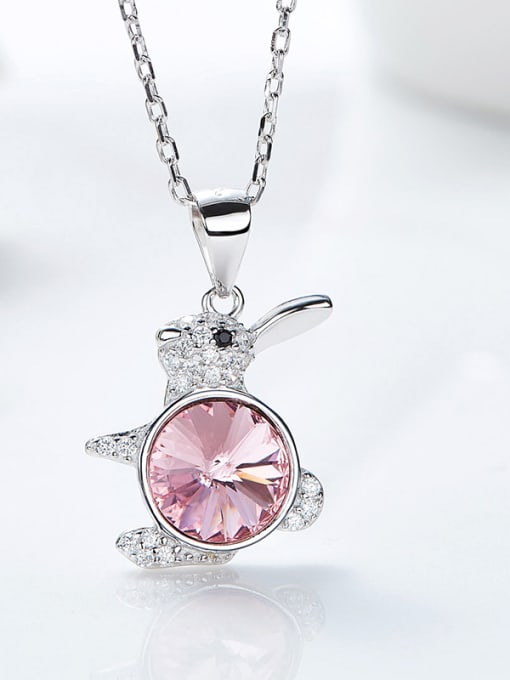 CEIDAI Fashion Cute Rabbit austrian Crystal Pendant 925 Silver Necklace 3