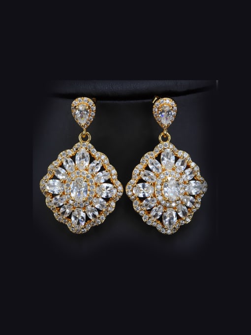 Golden white Fashion Flower Drop Chandelier earring
