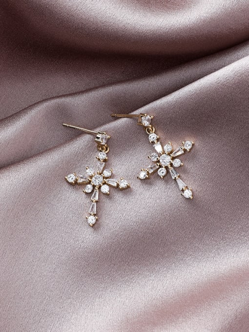 Girlhood Alloy With Gold Plated Personality Cross Drop Earrings 2