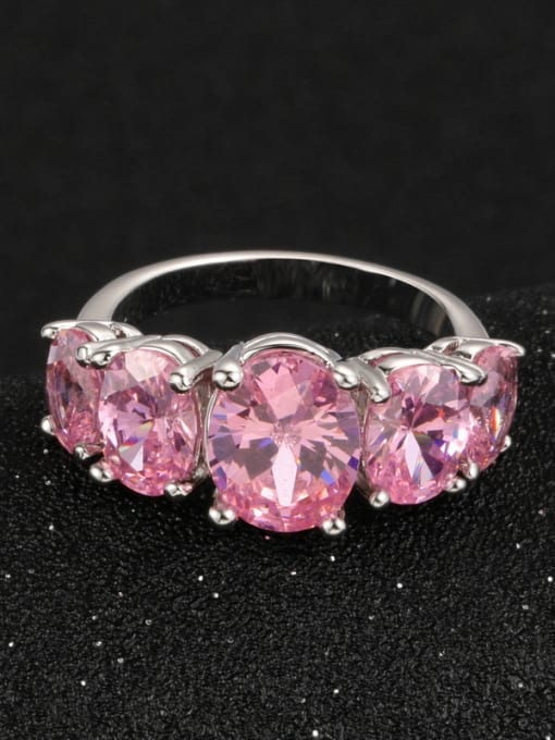 ZK Luxury Pink Zircons High Quality Copper Ring 1