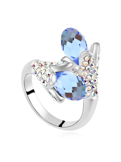 blue Personalized Shiny austrian Crystals Alloy Ring
