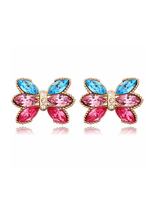 multi-color Fashion Marquise austrian Crystals Bowknot Alloy Stud Earrings