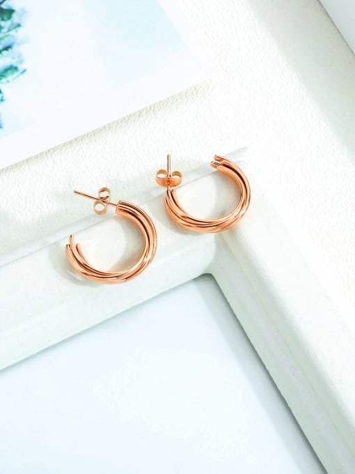 Open Sky Stainless Steel With Rose Gold Plated Simplistic Irregular Stud Earrings 2