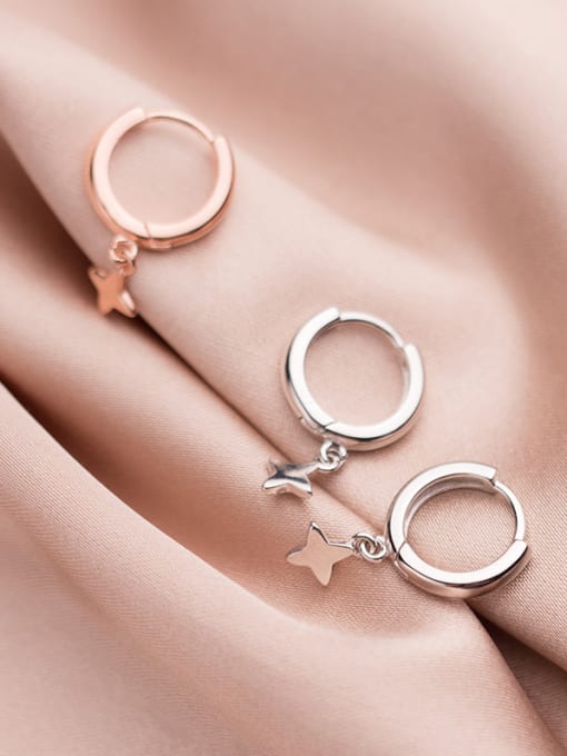 Rosh 925 Sterling Silver With Rose Gold Plated Simplistic Star Clip On Earrings 2