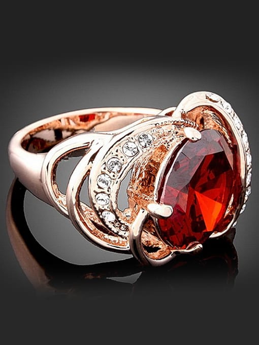 Wei Jia Fashion Ruby Zircon Alloy Rose Gold Plated Ring 2