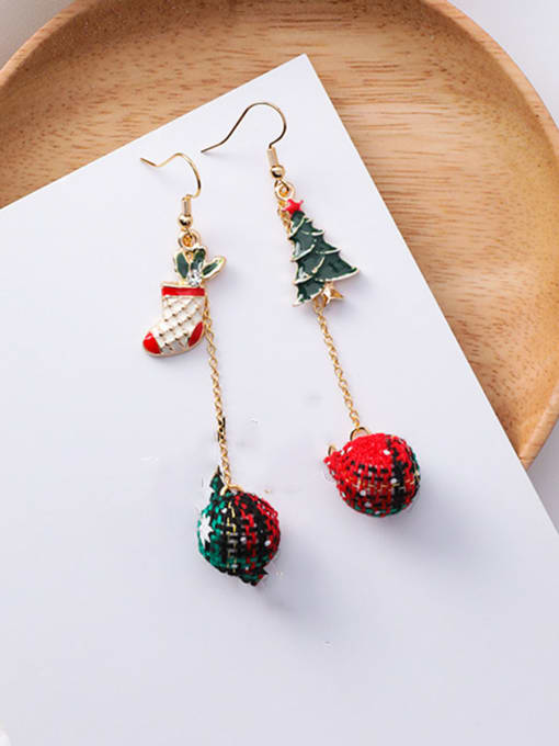C Christmas tree socks Alloy With Rose Gold Plated Cute Santa Clausr Gift Candy Cane fashion earrings Drop Earrings