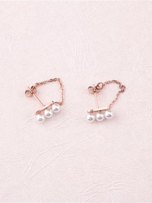 GROSE Rose Gold Plated Shell Pearls Stud Earrings 0