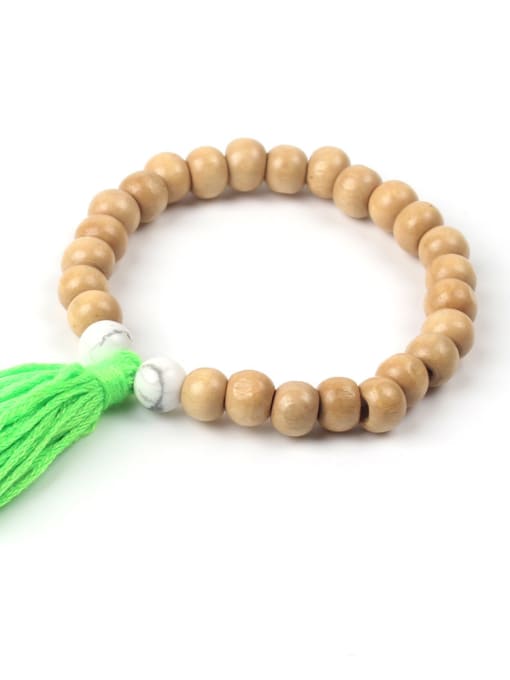 KSB1194-E Wooden Beads Natural Stones Tassel Bracelet