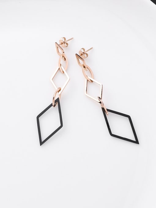 6#11364 Stainless Steel With Rose Gold Plated Fashion Geometric  Tassels Drop Earrings
