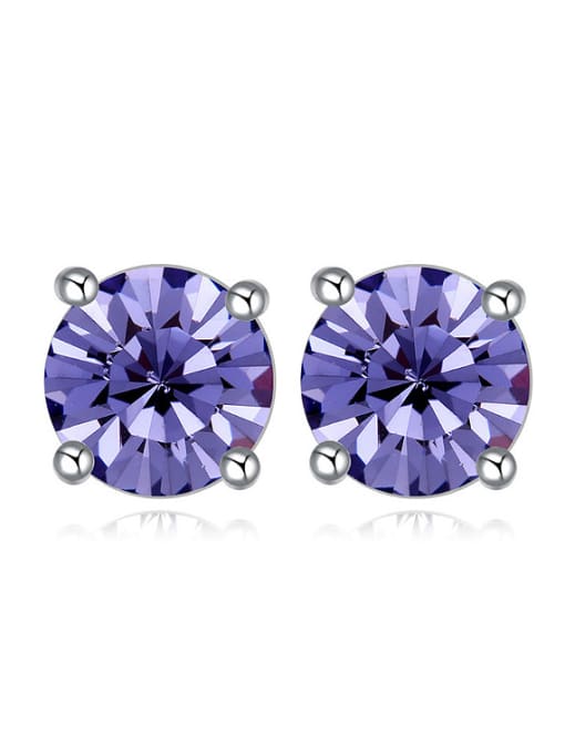 purple Simple Cubic austrian Crystals Alloy Stud Earrings