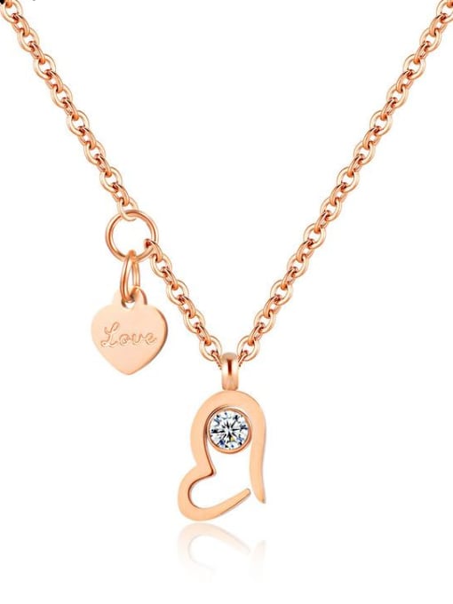 Open Sky Stainless Steel With Rose Gold Plated Fashion Heart Necklaces 0