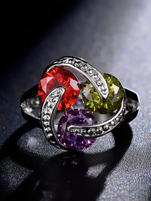 Color #7 Exquisite Colorful Zircons Statement Ring