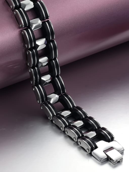 Open Sky Personalized Black Silicone Titanium Men Bracelet 2