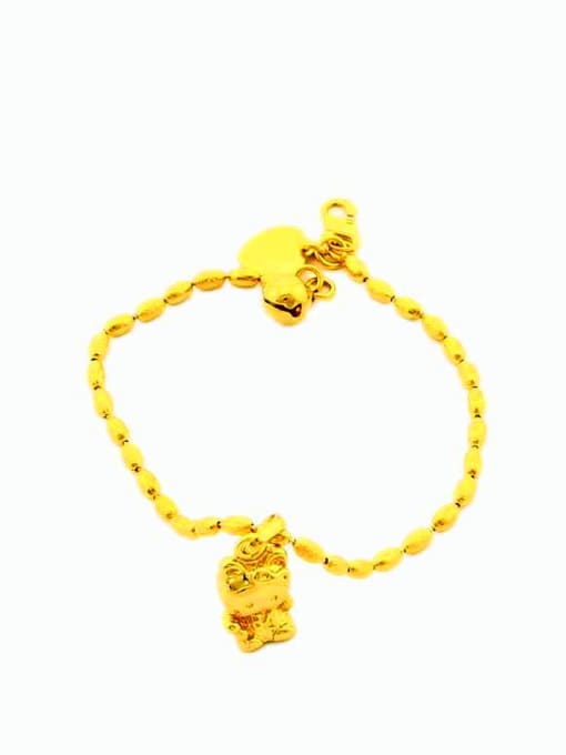 golden Lovely Cartoon Cat Shaped 24K Gold Plated Bracelet