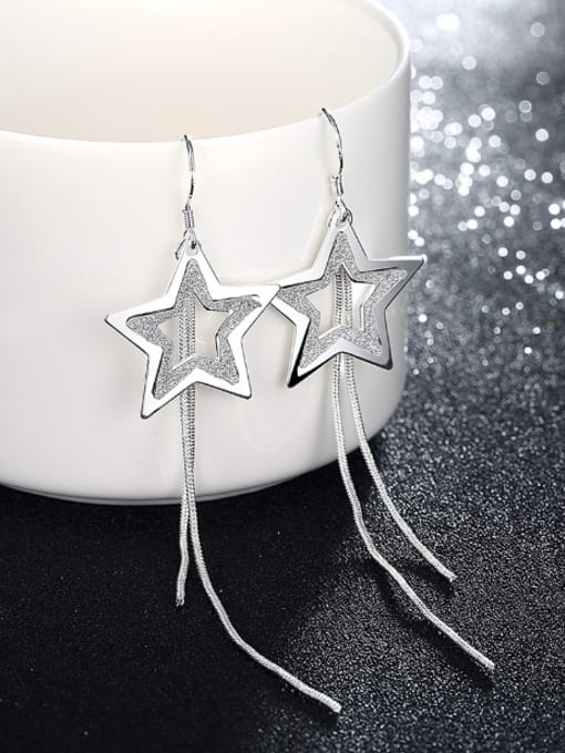 OUXI Simple Slim Lines Hollow Star Earrings 2