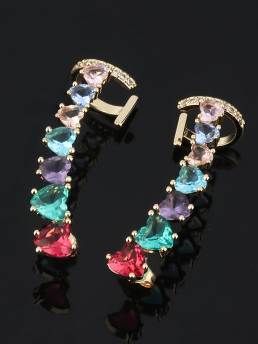 Golden Copper With Glass stone Trendy Heart Stud Earrings