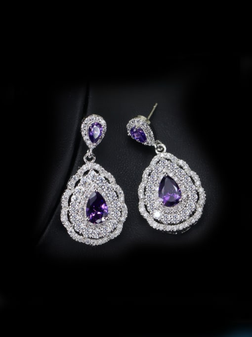 Purple Wedding Fashionable Water Drop Cluster earring